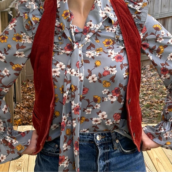 J. Crew Burnt Orange Rust Red Corduroy Vest - Picture 2 of 9